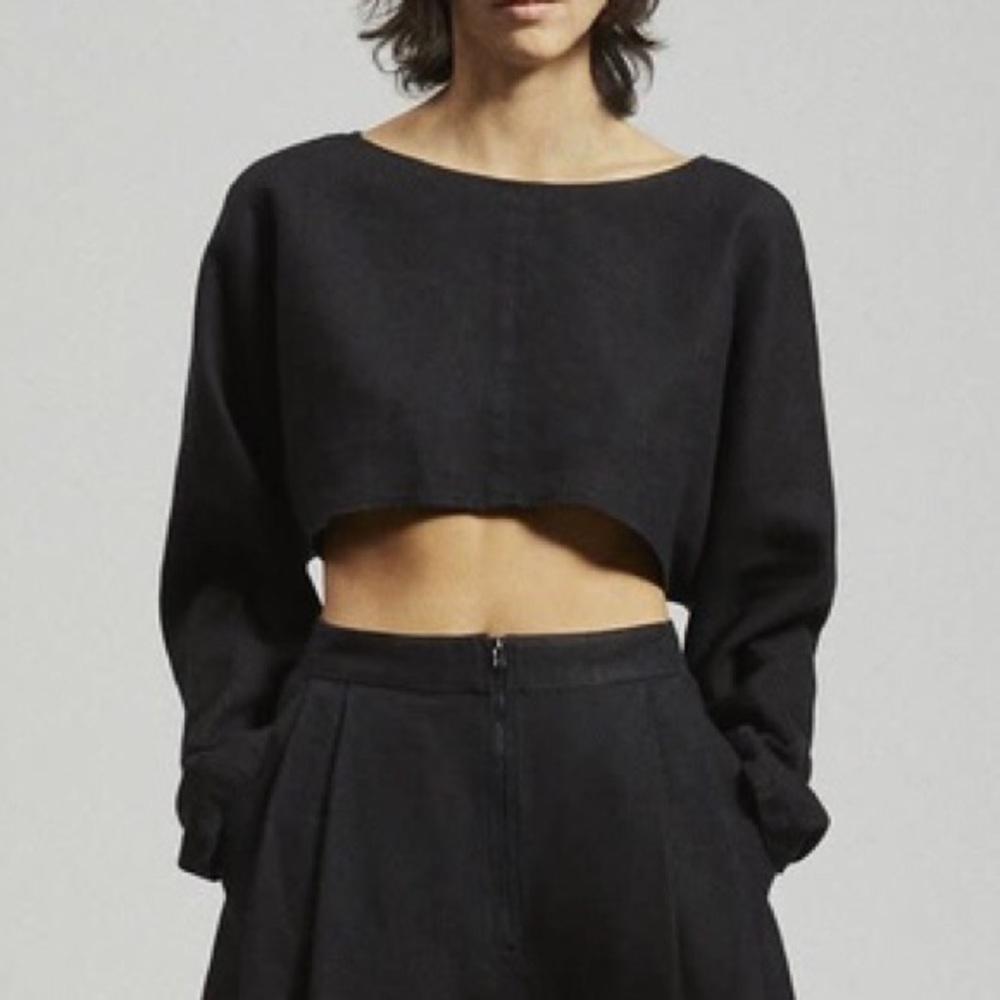 Rachel Comey Black Long Sleeve Crop Top